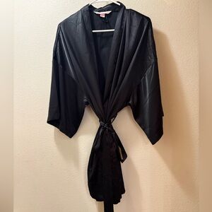 Victoria's Secret Black Satin Tie Robe